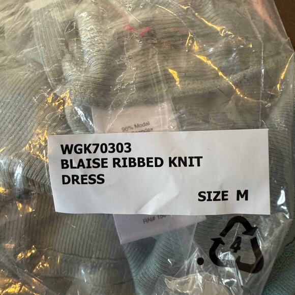 41 Hawthorn Blaise Dress Size Medium NWT Sage Green Ribbed Knit Faux Wrap - Picture 9 of 9